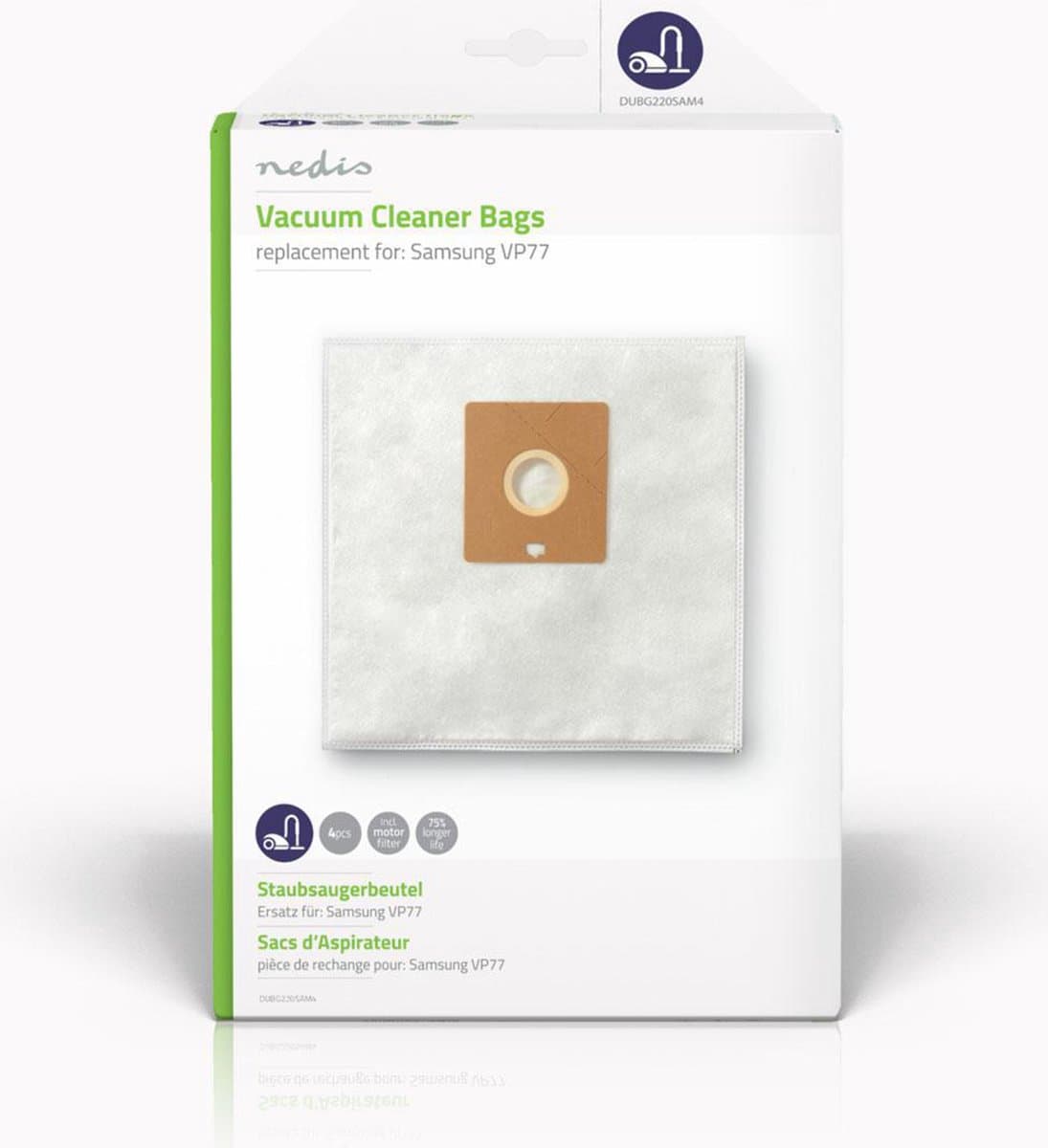 Nedis Stofzuigerzak - 4 Stuks - Synthetisch - Meest verkocht voor: Philips - Wit — afbeelding 1