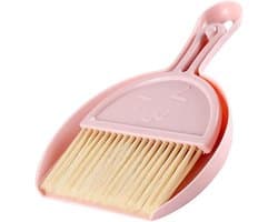 Kleine bezem stoffer - Mini schoonmaakset - Snel opruimen - Zachte borstelharen - Compact ontwerp - Grijs
