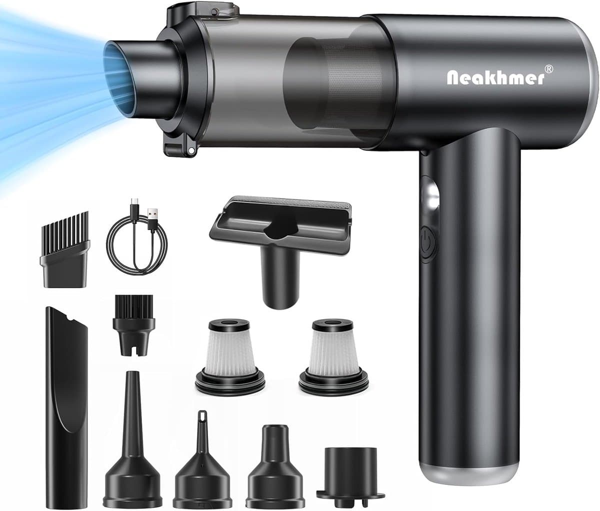 SnelShoppen - Draadloze Handstofzuiger 4 in 1 - Compacte en Krachtige Accu Stofzuiger met Borstelloze Motor, 20.000 Pa Zuigkracht voor Auto, Thuis, Ka — afbeelding 1