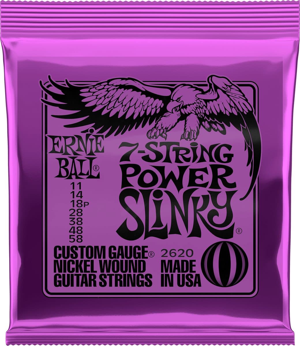Ernie Ball Slinky Nickel Wound - Gitaarsnaren - Power Slinky 7 Snaren - 11-58 - Elektrische Gitaar — afbeelding 1