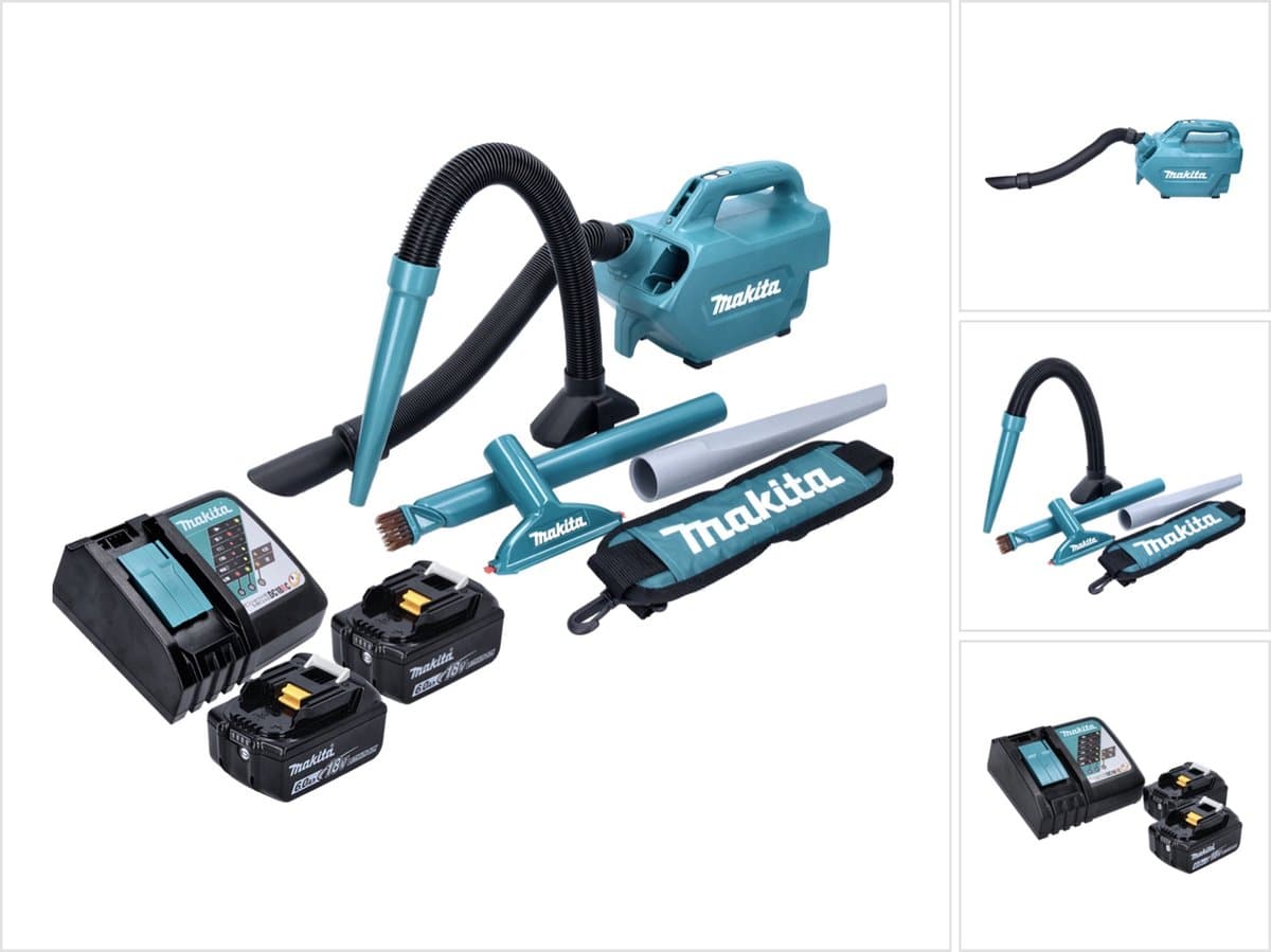 Makita DCL 184 RG accustofzuiger 18 V 54 mbar 0,5 l + 2x accu 6,0 Ah + oplader — afbeelding 1