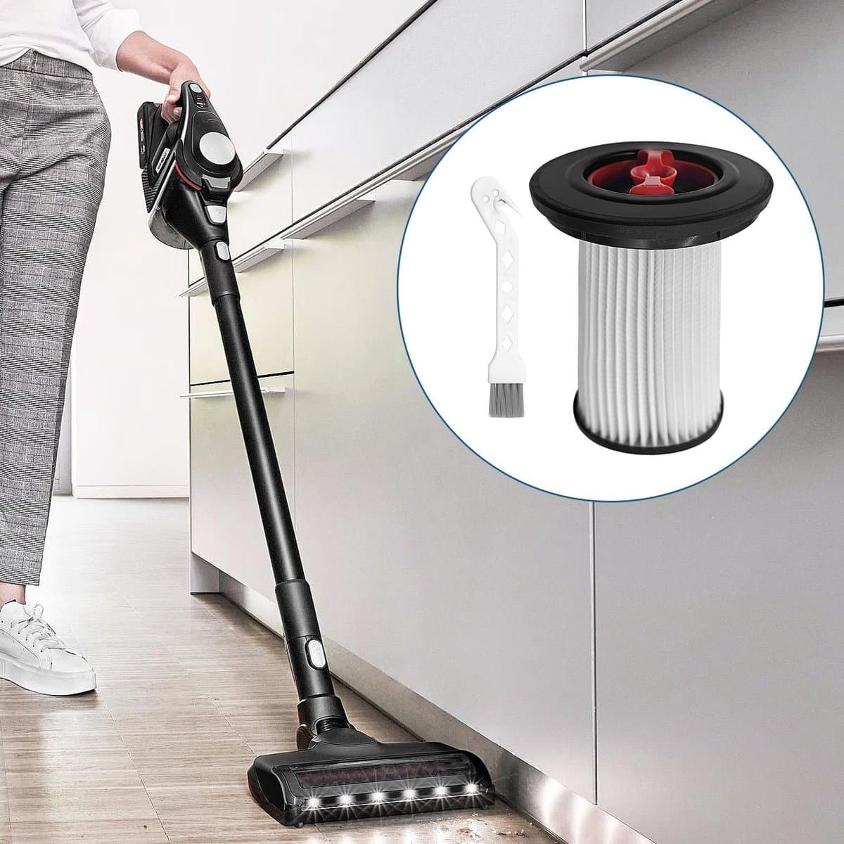 Vervangingsfilters en borstel voor Bosch Unlimited Gen2-serie 8 stofzuiger, HEPA, compatibel met modellen 12036642 en 12023349, ideaal voor allergieën en stofverwijdering — afbeelding 1