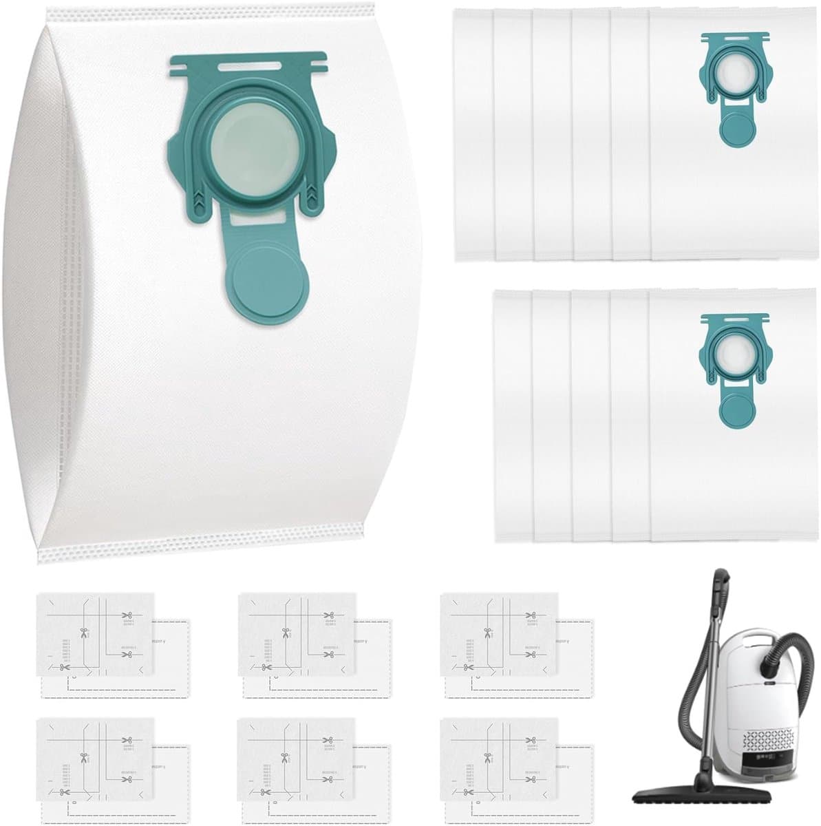 13 stuks - 10 vervangende stofzuigerzakken + 3 sets filterkatoen - compatibel met Miele TU Guard L1 / Guard S1 / CO Guard M1 - stofzuigeraccessoires (stofzakken) — afbeelding 1