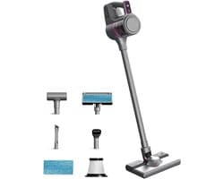 Draadloze Stofzuiger - Handstofzuiger Wasmachine - Vloeren Reinigen - Geïntegreerde Zuig- en Sleepfunctie - 400ML Stofbak - Grijs