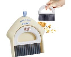 Stoffer en Blik Set - Mini Veegset - Bureau Reinigen - Zelfnivellerend - 18.5 x 17 cm - Geel