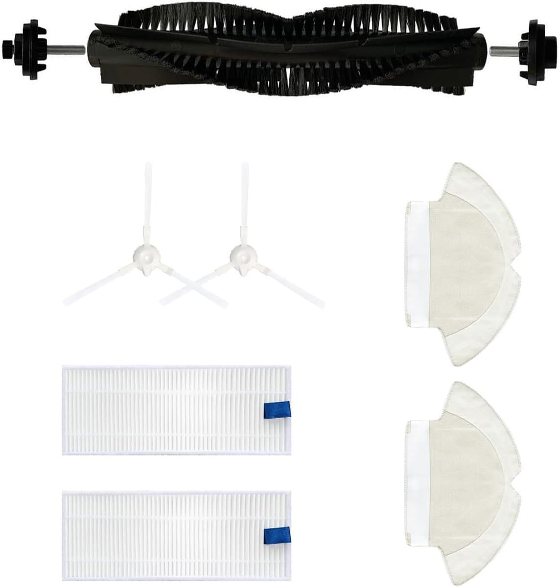 Geschikt voor Set van 7 accessoires voor de Tefal Rowenta X-plorer Serie 75 RG7687 robotstofzuiger- hoofdborstel/2 zijborstels/2 doeken/2 filters-Stofzuigeraccessoires — afbeelding 1