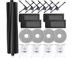 TOVBMUP 19 Stuks Stofzuigeronderdelen - Onderhoudsset voor Ecovacs Deebot X2 Omni/X2/X2 Pro - Geschikt voor Ecovacs Deebot X2 Serie - Incl. 1 Hoofdborstel, 4 HEPA-Filters, 4 Dweilpads, 4 Stofzakken en 6 Zijborstels