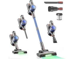 Draadloze Stofzuiger - Steelstofzuiger Oplaadbaar - Efficiënt Huis Reinigen - 45 kPa Sterke Zuigkracht - 50 Min Looptijd - Blauw