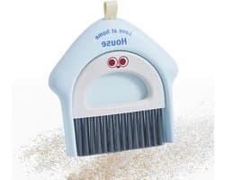 Stofblik en Bezem - Mini Reinigingsset - Snel Opruimen - Compact Ontwerp - 18.5 x 17 cm - Blauw