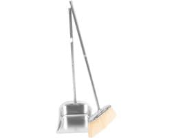 Stoffer en Bezem Set - Reinigingsset Vloer - Huis Schoonmaken - Roestvrij Staal - 80 x 27 x 25 cm