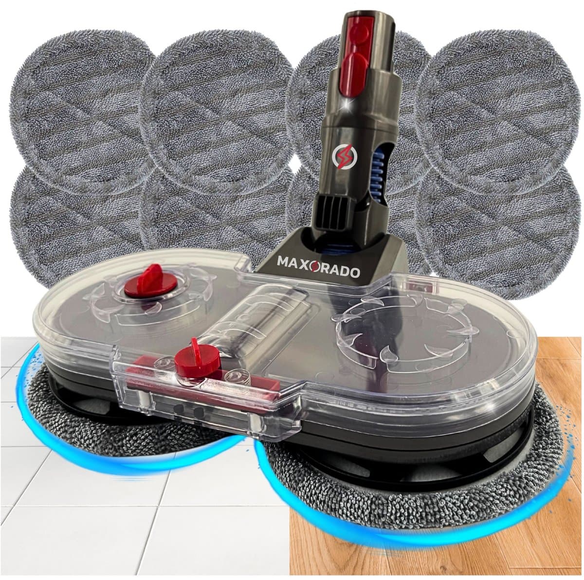 Maxorado 2-in-1 Vloermop geschikt voor Dyson V7 / V8 / V10 / V11 / V15 – Inclusief 10 Pads - Dweilmondstuk - Vloerreiniger - Stofzuigermondstuk — afbeelding 1