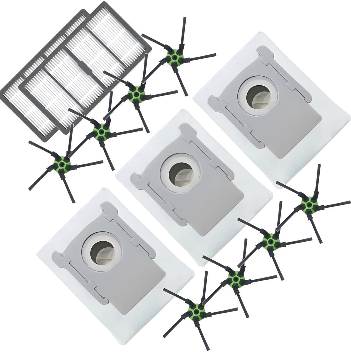 2x Filter, 3x Stofzuigerzakken, 8x zijborstels accessoires / onderdelen set geschikt voor iRobot Roomba s9+ — afbeelding 1