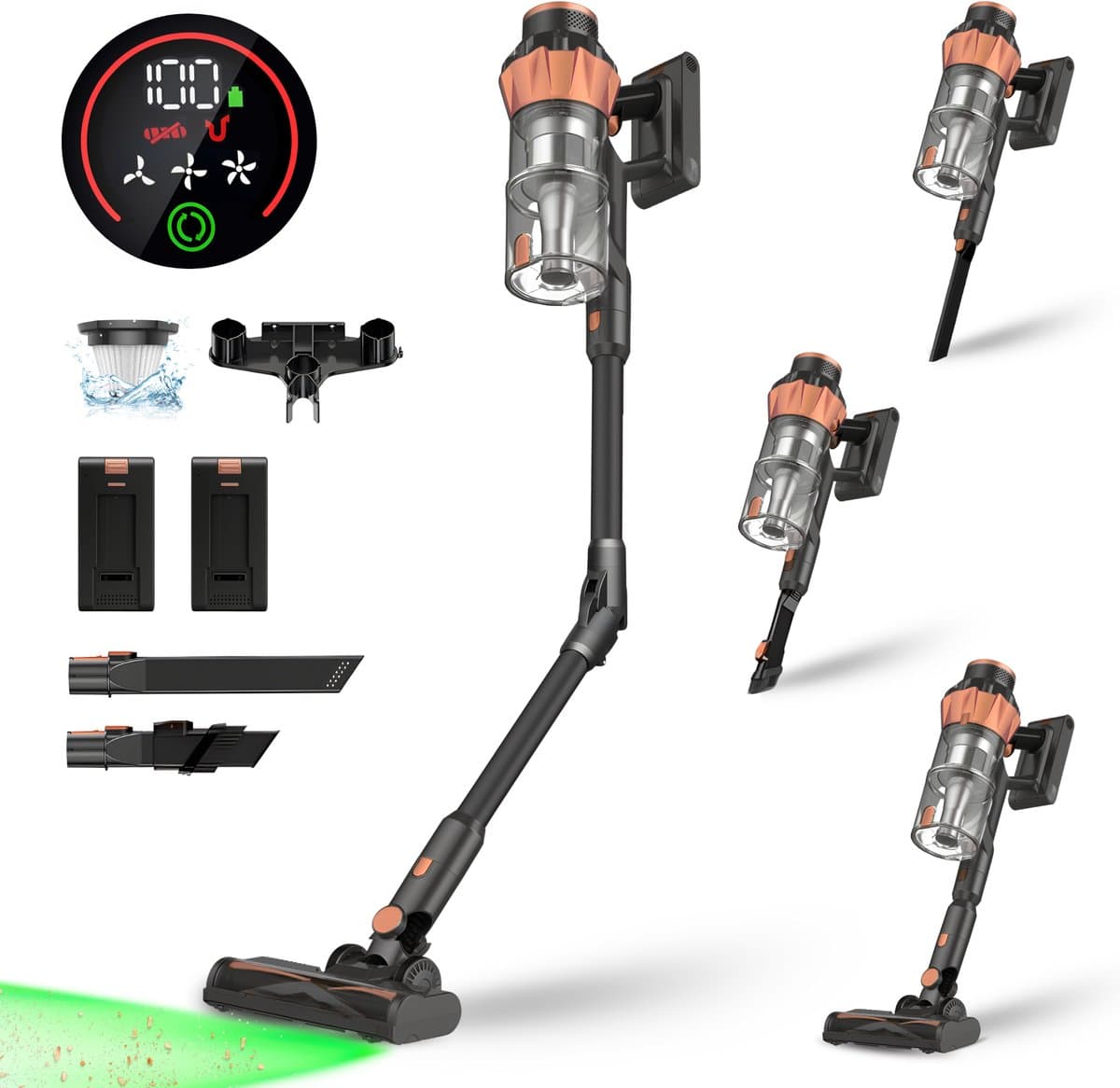 MYBOT S10 VisionPro - Steelstofzuiger - 2 Accu's - 430W - 34Kpa - 3 Zuigniveaus - Vacuum Cleaner - Steelstofzuiger Draadloos - Zonder Zak - Op Accu — afbeelding 1