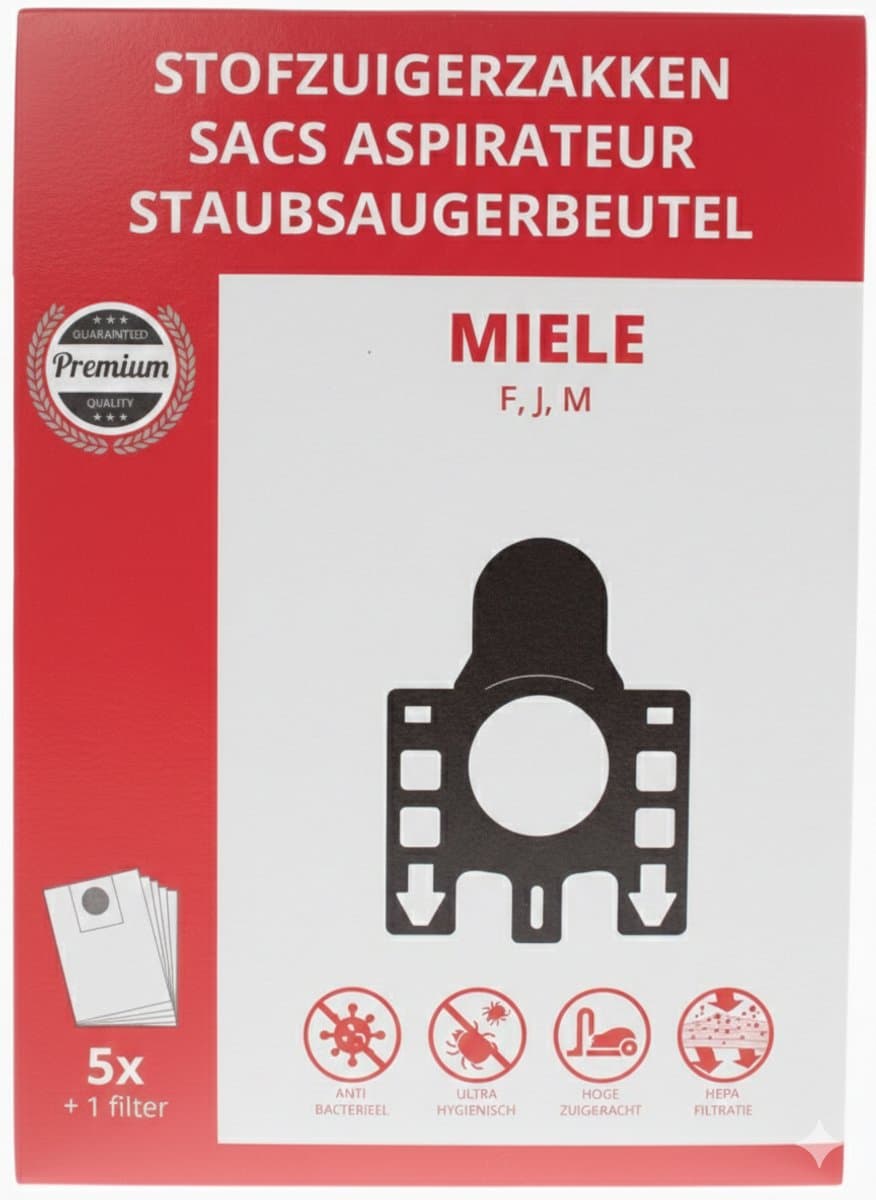 Stofzuigerzakken 5-stuks – Geschikt voor Miele F / J / M – Inclusief Filters — afbeelding 1