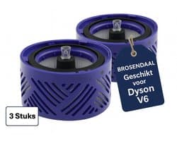 Brosendaal Dyson V6 Postfilter - Geschikt voor Dyson V6 Steelstofzuiger - SV03 SV05 SV06 SV07 - Wasbaar HEPA Filter - 3 stuks