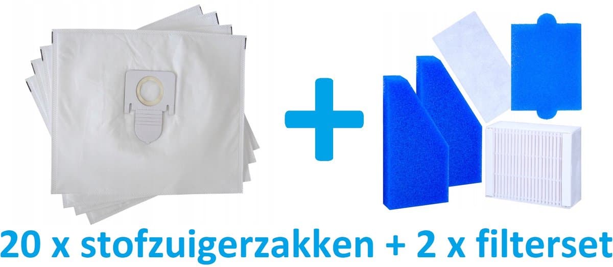 20 x stofzuigerzakken + 2 x filterset geschikt voor Thomas Pet & Family Aqua+ - XT - XS - X7 - X8 - X10 stofzuiger - hoogwaardige vervanging — afbeelding 1
