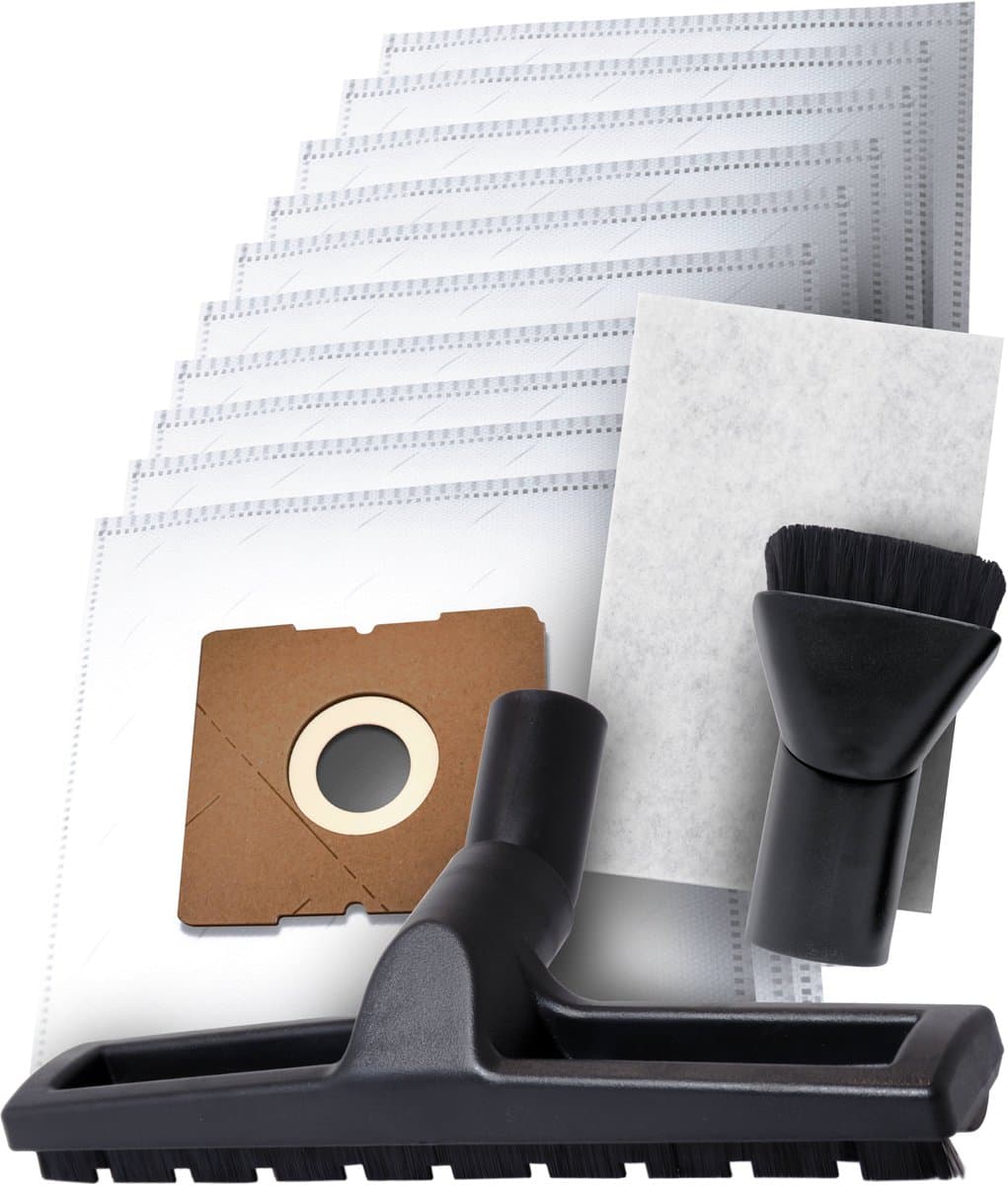 Dparts voordeelset geschikt voor Inventum Sauber Tomado - 10x stofzuigerzakken + 1x parketborstel + 1x plumeau - universeel stofzuigermond set - V70 V20 SB70 SB20 - st306rza sz300 st306bza st306zza st308wza st154rza - tvc3001b tvc3001r tdb300 - PH95 — afbeelding 1