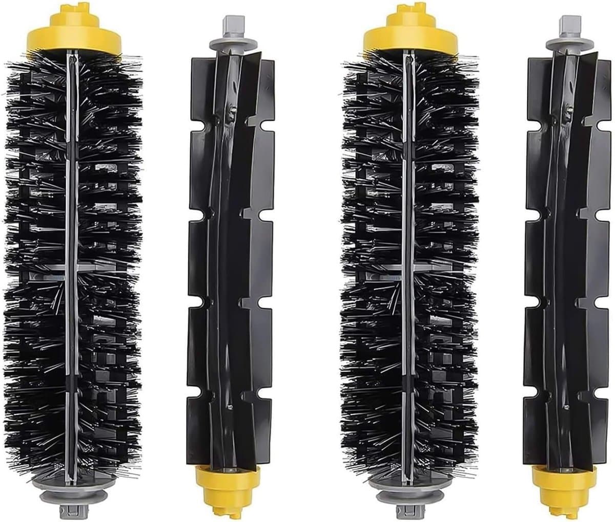 Geschikt voor Vervangende onderdelen voor iRobot Roomba 600-serie 690 980 670 660 651 650 630 614 595 585 564 552, 2 paar borstelharen en flexibele klopper, stofzuigerset — afbeelding 1