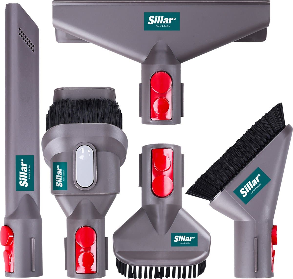 Sillar, 5-delig stofzuiger hulpstukken set, stofzuigerzuigmond, set zuigmonden, borstels voor stofzuigers, vervangingsonderdeel, compatibel met Dyson V7-V11, V15, SV10, SV11, 5 stuks — afbeelding 1