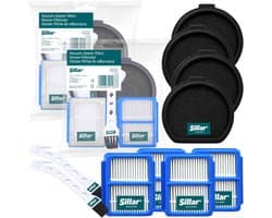 Sillar, set 8 stofzuigerfilters, wasbaar, 4x HEPA, 4x uitlaatfilter, anti-allergeen + 2x Reinigingsborstel, geschikt voor AEG Electrolux Q9 PURE Q9 PQ91 PQ92, vervanging voor filters ASKQX9, ESKQ9, 9009230898