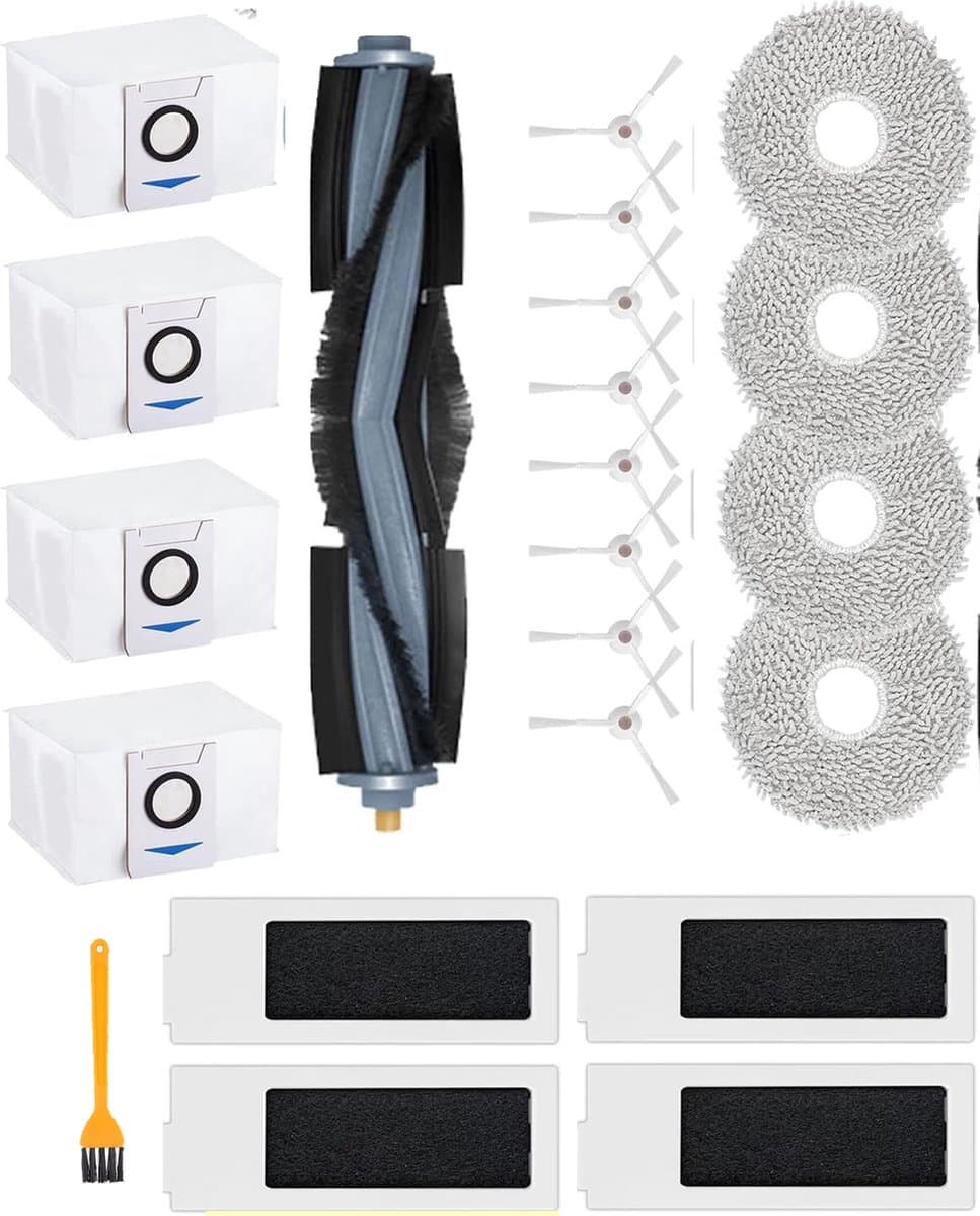 geschikt voor Ecovacs Deebot T20 OMNI / T20e OMNI Stofzuiger Reserveonderdelen Accessoireset, 1 Hoofdborstel, 4 HEPA-filters, 4 Reinigingsdoeken, 4 Stofzakken, 1 Reinigingsborstel, 8 Zijborstels — afbeelding 1