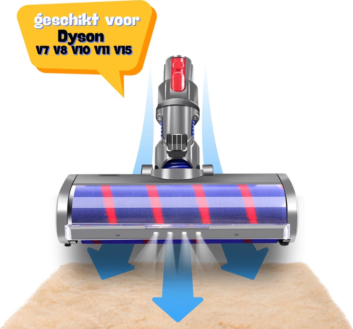 Stofzuigermond Geschikt voor Dyson V7, V8, V10, V11 en V15 – Zuigmond voor Stofzuiger – Wasbare Borstel Mondstuk – Hoogwaardige Kwaliteit — afbeelding 1