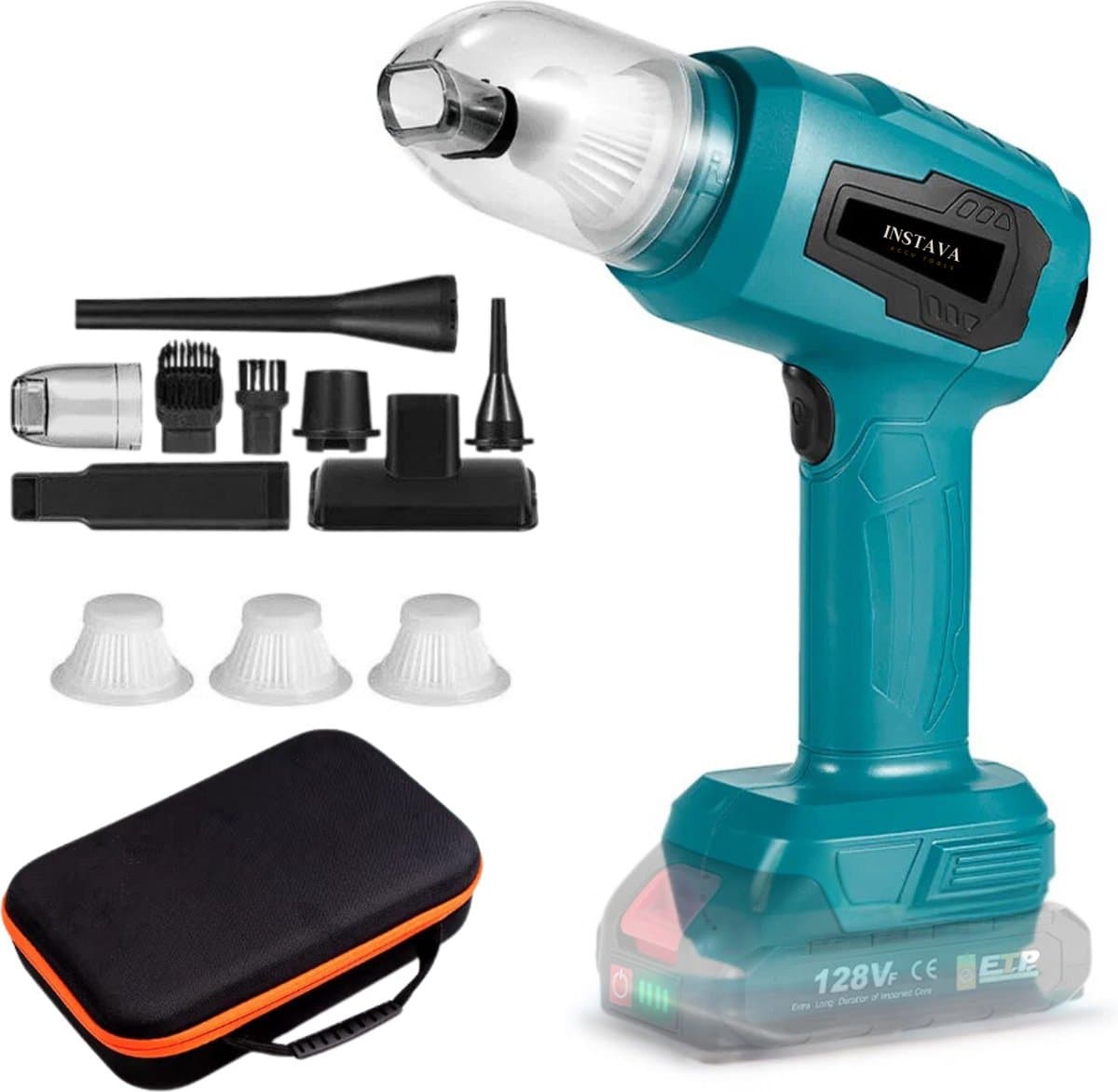 Instava - Accu Auto Stofzuiger zonder Accu - Geschikt voor Makita 18v Accu - Handstofzuiger Draadloos - Autostofzuiger - Kruimeldief - Mini Stofzuiger — afbeelding 1