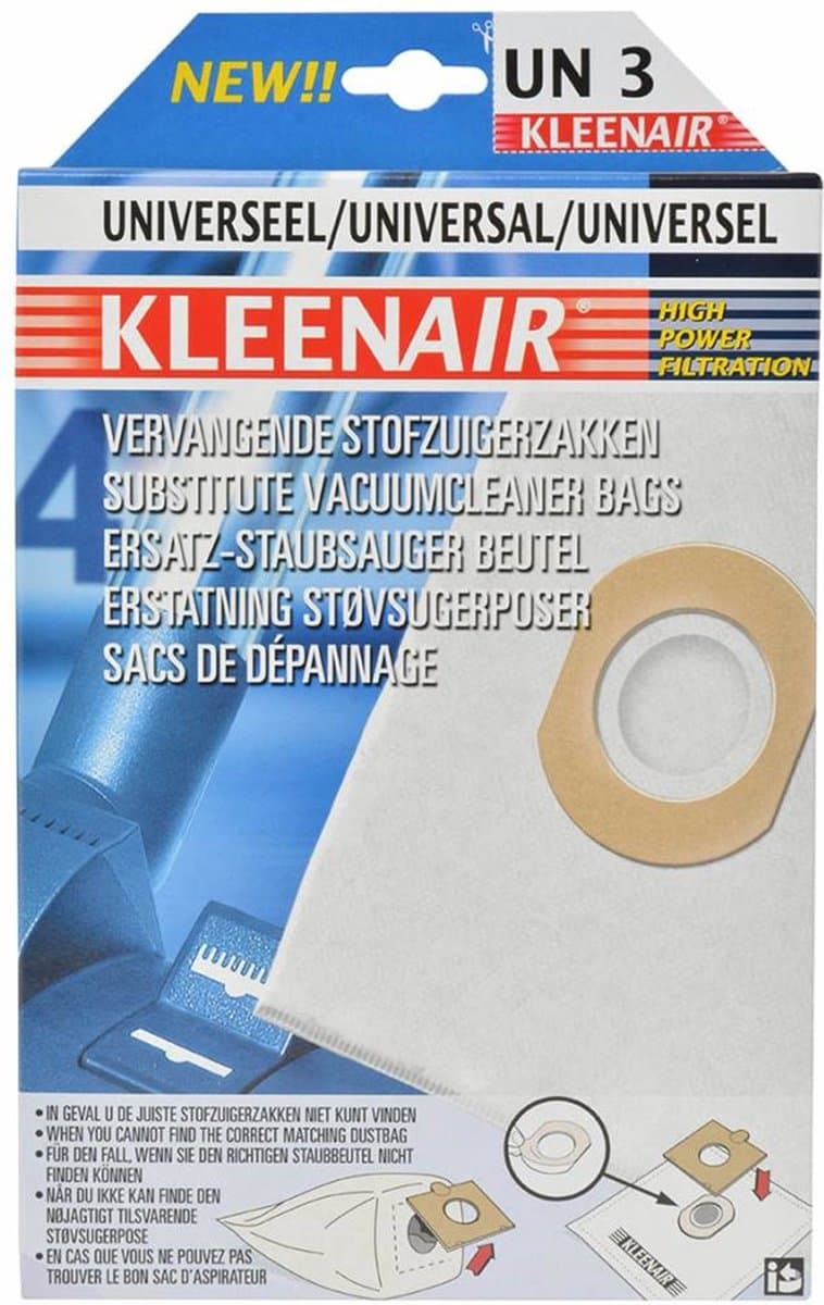 Kleenair Universele stofzuigerzakken - 5-lagen systeem - microfiltratie - 4 stuks — afbeelding 1
