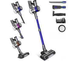 Draadloze Stofzuiger - Steelstofzuiger Elektrische Bezems - Snel Huis Schoonmaken - 4 Snelheden - 1 Liter - Blauw