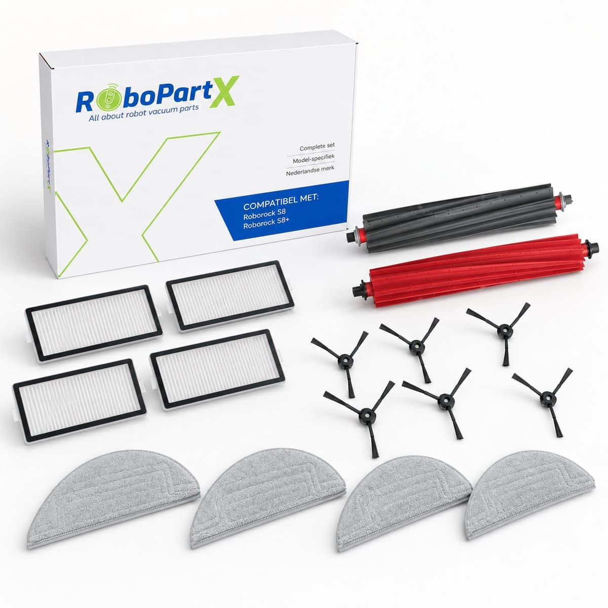16-delige Accessoires Set Geschikt voor Roborock S8 / S8+ Robotstofzuiger met onderdelen zoals HEPA filters, borstels en dweilpads - Complete Onderhoudsset — afbeelding 1