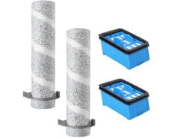 Inovra- Accessoireset voor Bissell CrossWave - 2 Borstelrollen - 2 HEPA-filters - Geschikt voor modellen 4076/4087/4000/4017N - Voor nat- en droogzuigers - Microvezel voor harde vloeren - Stofzuigeraccessoires