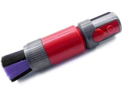 Zachte Stofzuigerborstel - Krasvrije Opzetborstel - voor Oppervlakken - Antistatische Stofborstel - met Zachte Haren - Roterende Zuigmond - voor Toetsenbord, Auto en Meubels - Grijs en Rood