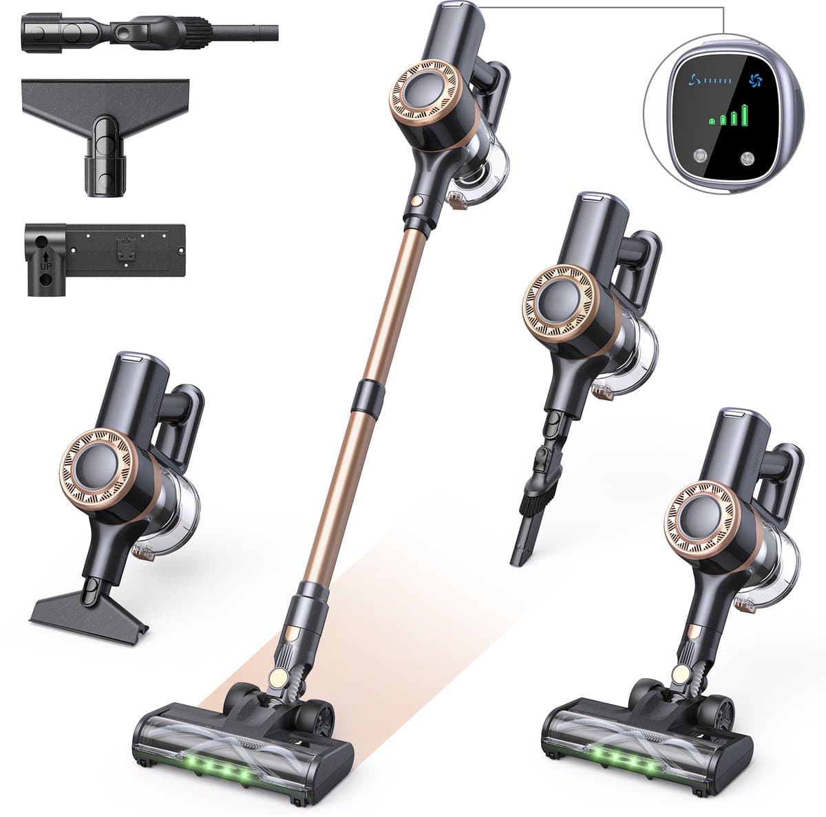 Lubluelu P2 Draadloze Steelstofzuiger 35Kpa- 5 in 1 Handstofzuiger - Zelfstaand Design - 50 Min Gebruikstijd - Verwijderbare Batterij- Anti-klit Borstel - HEPA-filter - LED-koplampen — afbeelding 1