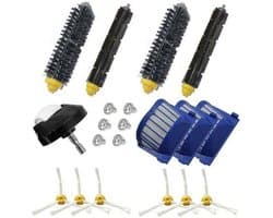 Reserveonderdelengeschikt voor iRobot Roomba 600-serie (600, 605, 610, 615, 620, 625, 630, 635, 640, 645, 650, 655, 660, 665, 670, 675, 680, 690, 692): borstels, filters, zijborstels, wielen en accessoires.