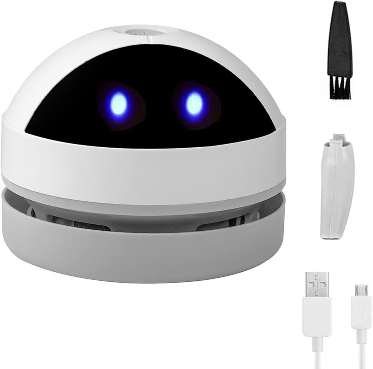 KZQ Stille mini bureaustofzuiger met USB - Draagbare kruimelverwijderaar voor bureau toetsenbord en tafel - Verwijdert haren stof en kleine restjes - Zwart-wit — afbeelding 1
