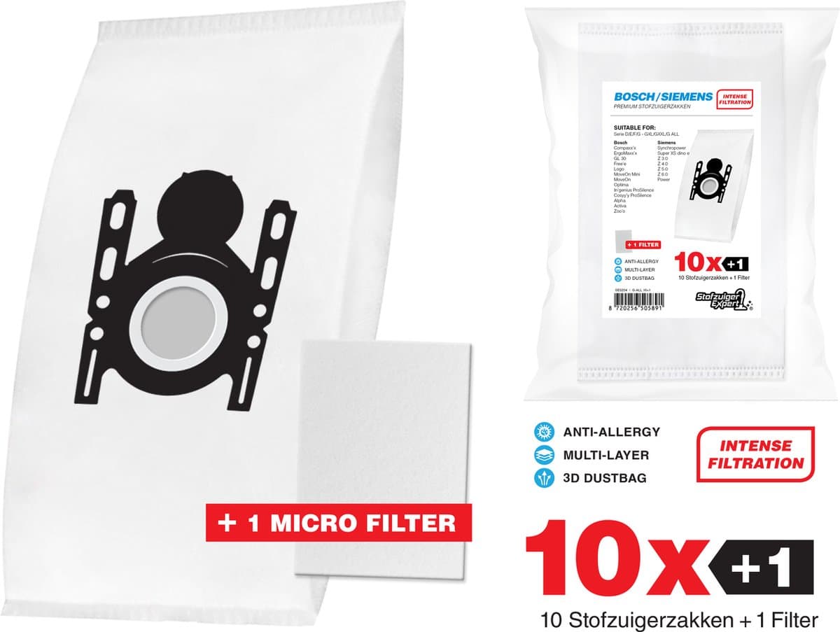 10x Bosch / Siemens stofzuigerzakken — afbeelding 1