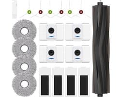 20 stuks Accessoires Ecovacs DEEBOT T20 Omni, T20 e Omni, 1 rubberen hoofdborstel, 4 filters HEPA, 4 schoonmaakdoeken, 6 zijborstels, 4 stofzakken