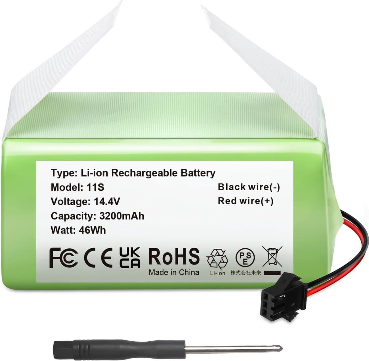 ElegaTech Batterij Geschikt voor RoboVac 11, 11S, 11S Max, 12, 15C Max, 30C Max, 35X & DEEBOT N79S - Vervangende Accu 14.4V 3200 mAh Geschikt voor Automatische Robovac Stofzuigers — afbeelding 1