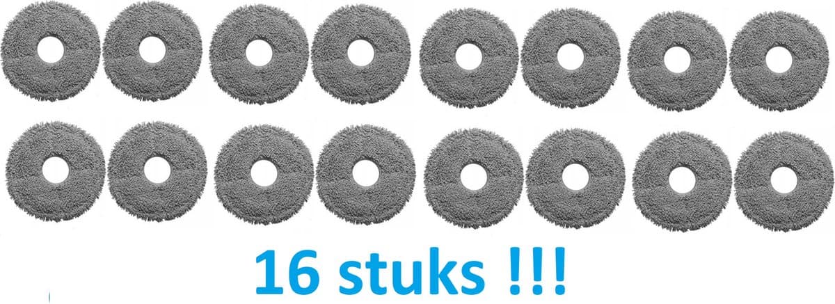 16 x Mop - Dweildoek voor Roborock - Dreame - X30 - X40 - X50 - Xiaomi - beste kwaliteit vervangingen - voor robotstofzuiger - dweilrobot robotstofzuiger — afbeelding 1