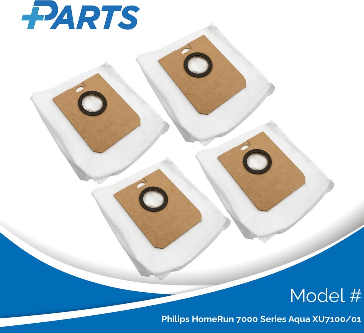 Philips HomeRun 7000 Series Aqua XU7100/01 Stofzakken (4 Stuks, Plus.Parts® alternatief voor XV1472/00) — afbeelding 1