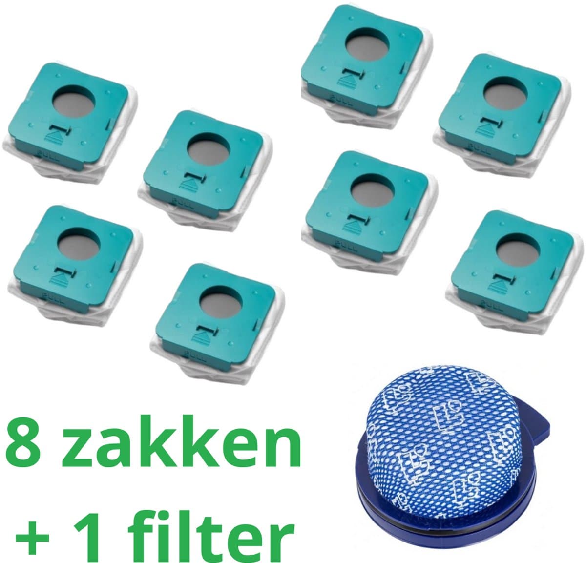 8 x zakken hoogwaardige vervanging voor SAMSUNG BESPOKE JET + 1 filter HEPA compatibel VS20A958FWN - VS20A95923B/AA stok stofzuiger-onderdelen-het onderdeelnummer van het origineel is: Samsung VCA-ADB952 -schoonmaakstations — afbeelding 1