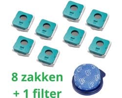 8 x zakken hoogwaardige vervanging voor SAMSUNG BESPOKE JET + 1 filter HEPA compatibel VS20A958FWN - VS20A95923B/AA stok stofzuiger-onderdelen-het onderdeelnummer van het origineel is: Samsung VCA-ADB952 -schoonmaakstations