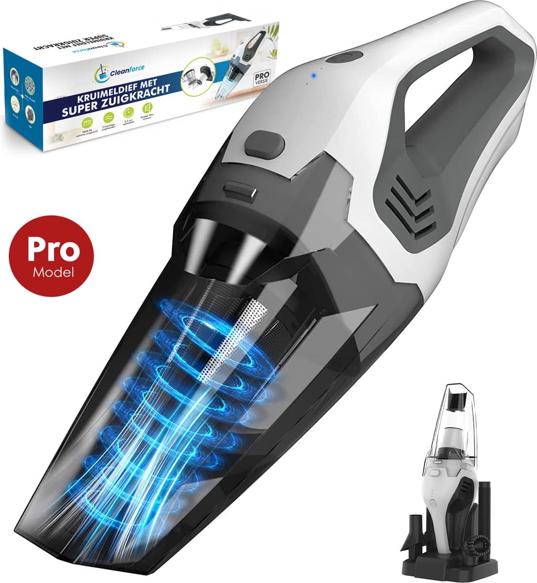 Cleanforce Kruimelzuiger Pro met 2 krachtige zuigstanden - Snoerloos - Nat & Droog - Geschikt voor Thuis, Auto etc. — afbeelding 1