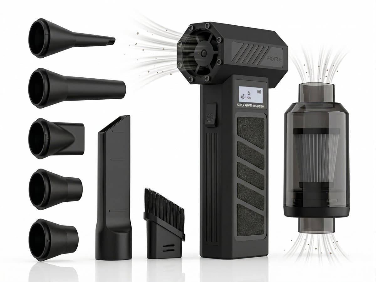 Kruimeldief Snoerloos met Air Duster 130.000 RPM - Auto Stofzuiger Draadloos - Kruimelzuiger - Handstofzuiger - Luchtblazer op accu - Perslucht - Turbo Fan — afbeelding 1