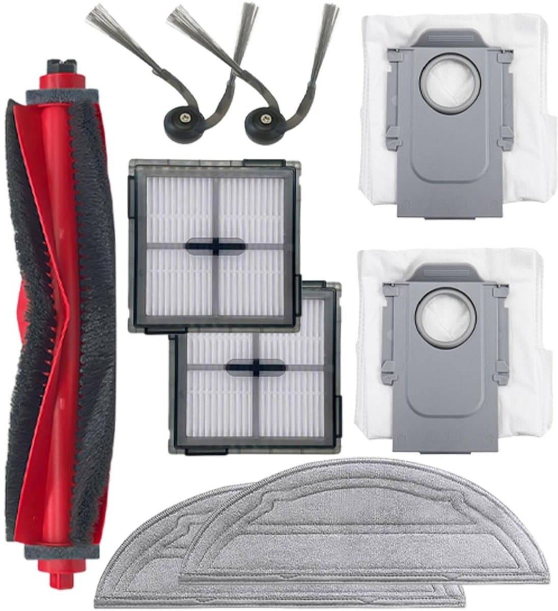 TuseRxln Stofzuiger Onderdeel - Accessoires Geschikt - Rubber/Nylon Hoofdborstel + HEPA Stofzak + Microvezel Wisdoek - 18 Stks - Voor Roborock Q7 L5+/M5+ Zwart — afbeelding 1