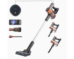 Swiss Haus® CVC2501 Steelstofzuiger Draadloos – 35 Minuten - 3 Snelheden – HEPA Filter – Draadloze Stofzuiger Zonder Zak - LED Display – Wandhouder – 150W - Vacuum Cleaner - Oranje