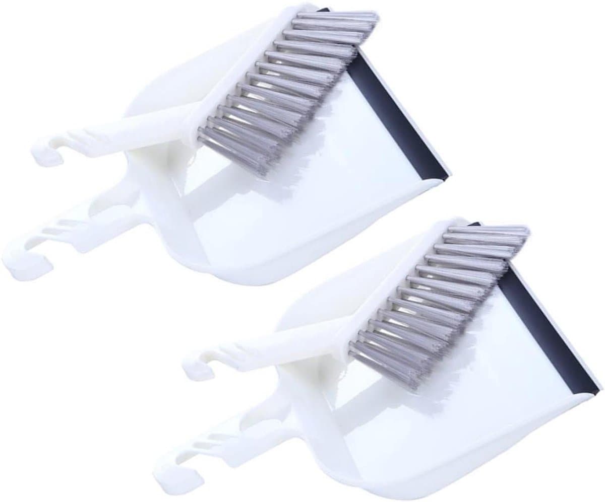 Bezem Stoffer Set - Schoonmaakborstel - Bureau Reinigen - Compact Opbergbaar - 2 Sets - Wit — afbeelding 1