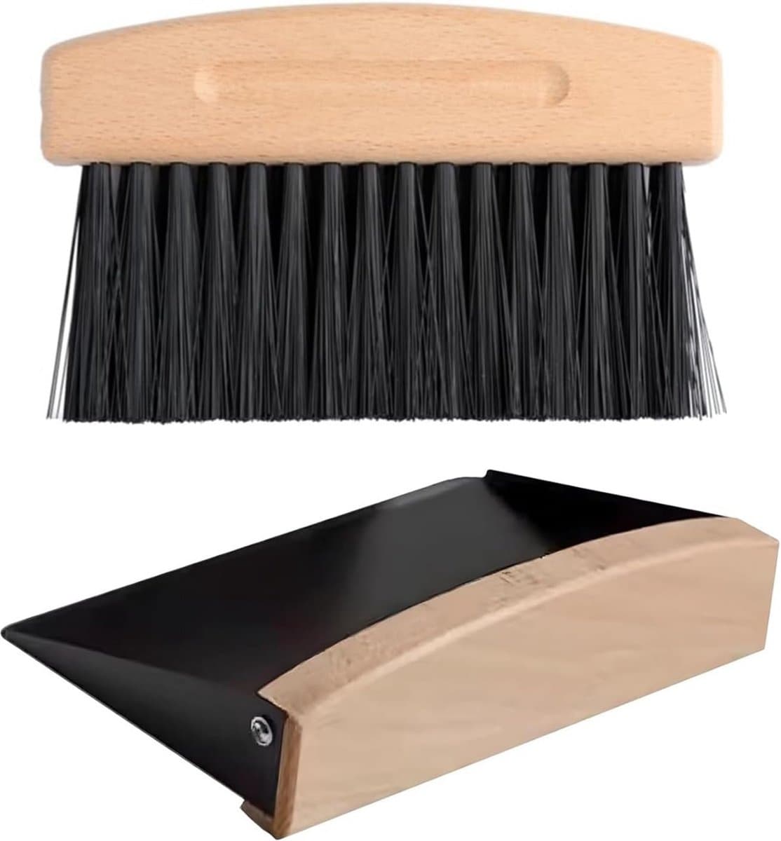Kleine stofpan - Mini bezem - Tafel schoonmaken - Draagbaar ontwerp - 15 cm lengte - Zwart — afbeelding 1