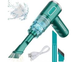 3-in-1 mini-stofzuiger, autostofzuiger, mini draagbare stofzuiger, USB oplaadbaar, 290.000 Pa, 28W, 36V, met borstelkop (groen)