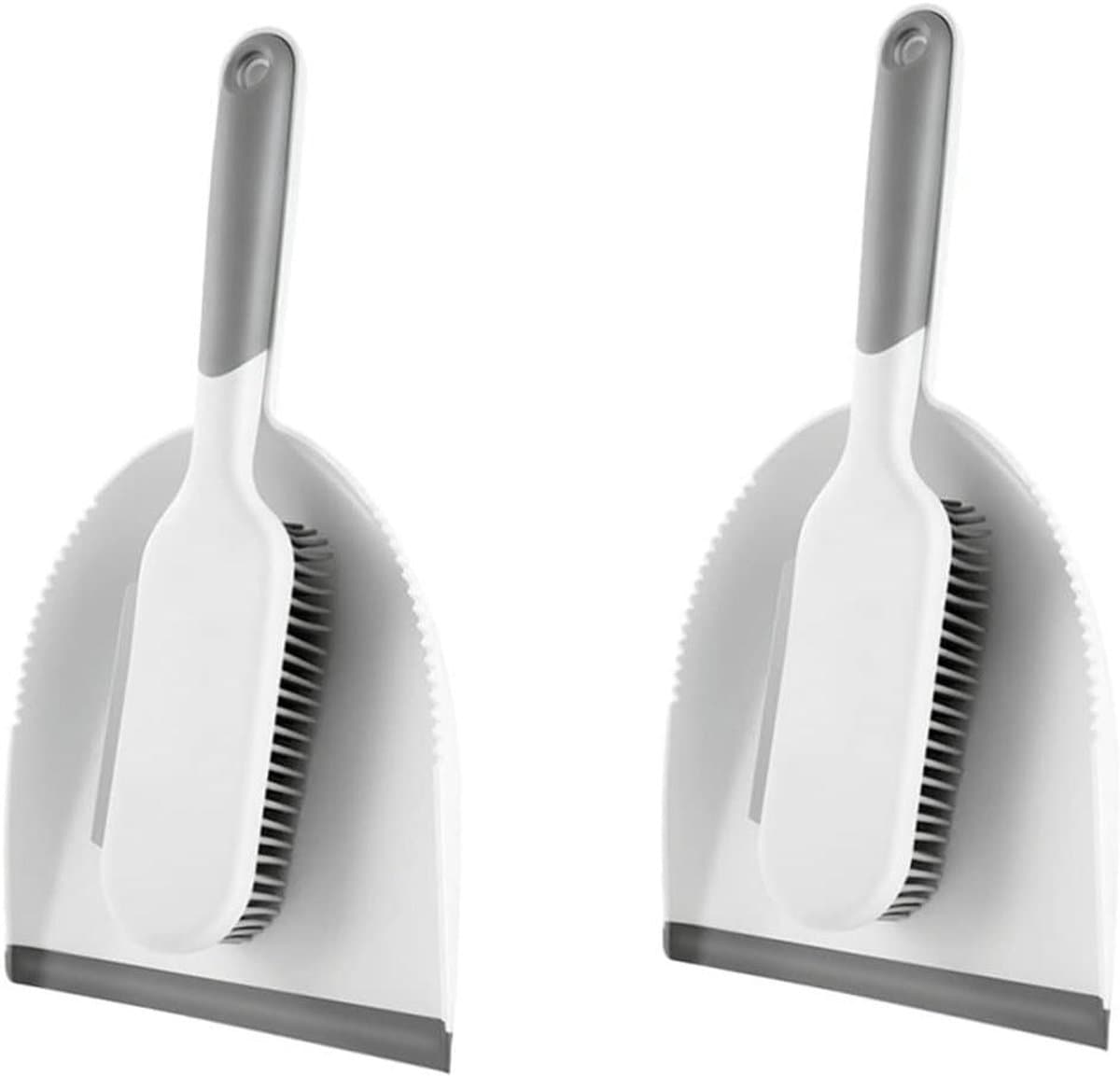 Handbezem Stofblik Set - Schoonmaak Set - Bureau Reinigen - Flexibele Borstels - 2 Sets - Grijs — afbeelding 1